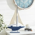 thumbnail image 2 of 17" x 28" Dark Blue Wood Sail Boat Sculpture with Lifelike Rigging, by DecMode, 2 of 9