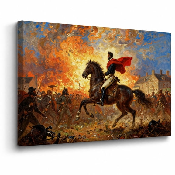 Warrior on Horse Canvas Wall Art Framed Decor Fantasy Cavalry Battle Landscape canvas print for bathroom bedroom or living room