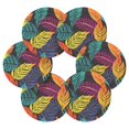 thumbnail image 2 of Leaves Colorful 6 Pcs Drink Coasters with Holder Absorbent Coasters Woven Coasters for Drinks Table Desk Protection Home Decor, 2 of 7