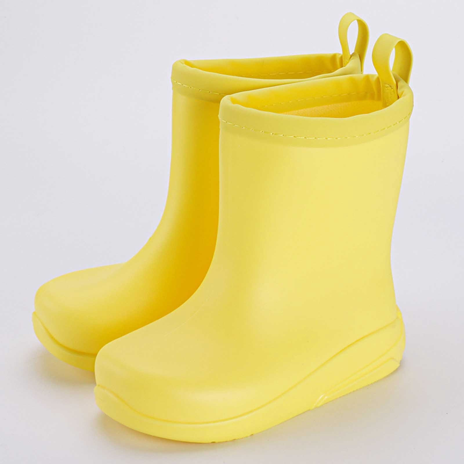 Tisuna Boys Girls Rain Boots Toddler Solid Color Anti- Easy On Booties Waterproof Lightweight Unisex Teen Children Rainy Day Outdoor Rain Shoes Size 9-9.5 Years