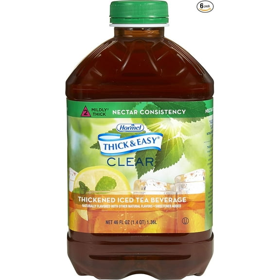 Hormel Thick & Easy Iced Tea Thickened Beverage, 46 oz., Nectar Consistency, Case of 6