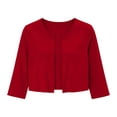 thumbnail image 5 of Lutiedan Shrugs for Women 3/4 Sleeve Open Front Cropped Cardigan Lightweight Casual Solid Color Bolero Cardigan,Red, 5 of 8