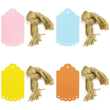 Edge Tags - Wrapables® 40 Gift Tags/Kraft Hang Tags with Free Cut Strings for Gifts, Crafts & Price Tags, Large Scalloped Edge (Set of 4)