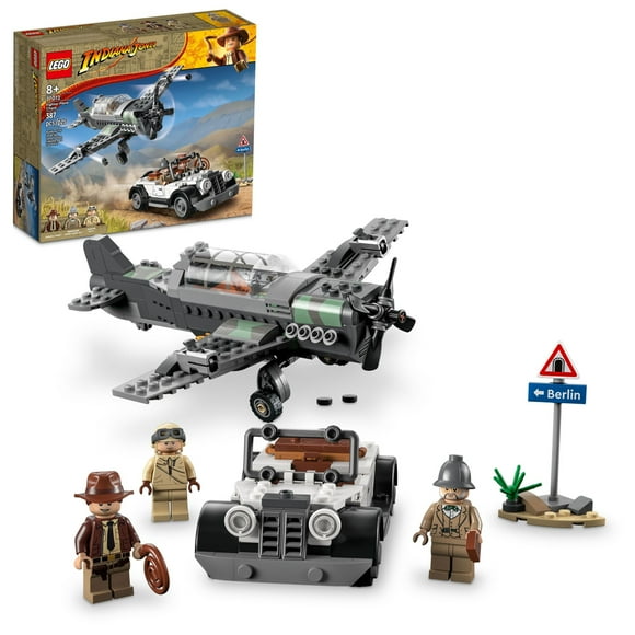 LEGO Indiana Jones and the Last Crusade Fighter Plane Chase 77012 Building Set, Featuring a Buildable Car and Airplane Toy, 3 Minifigures Including Indiana Jones, Birthday Gift for Kids 8-12 Years Old