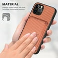 thumbnail image 5 of ELEHOLD for iPhone 14 Magnetic Wallet Case with Detachable Back Card Holder Fiber Texture Design Full Body Protective Slim Shockproof Case, brown, 5 of 8