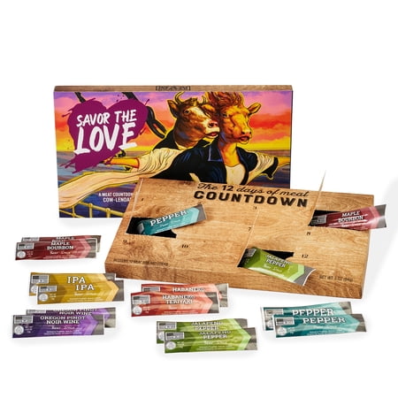 Man Crates Love Jerky 12 Day Calendar – Advent Calendar for Men with Gourmet Beef & Pork Sticks – Unique Valentine’s Day Anniversary Birthday or Holiday Gift Box for Him
