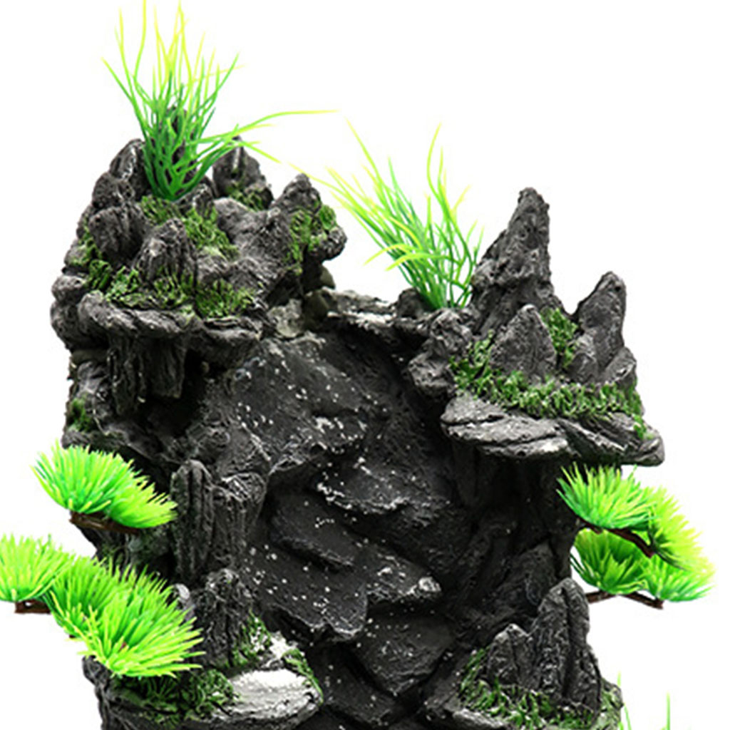 HEMLBOYW Aquarium Sand Waterfall Mountain Tree View Fish for Decorations Small Terrain Scenery Ornament for Habitat