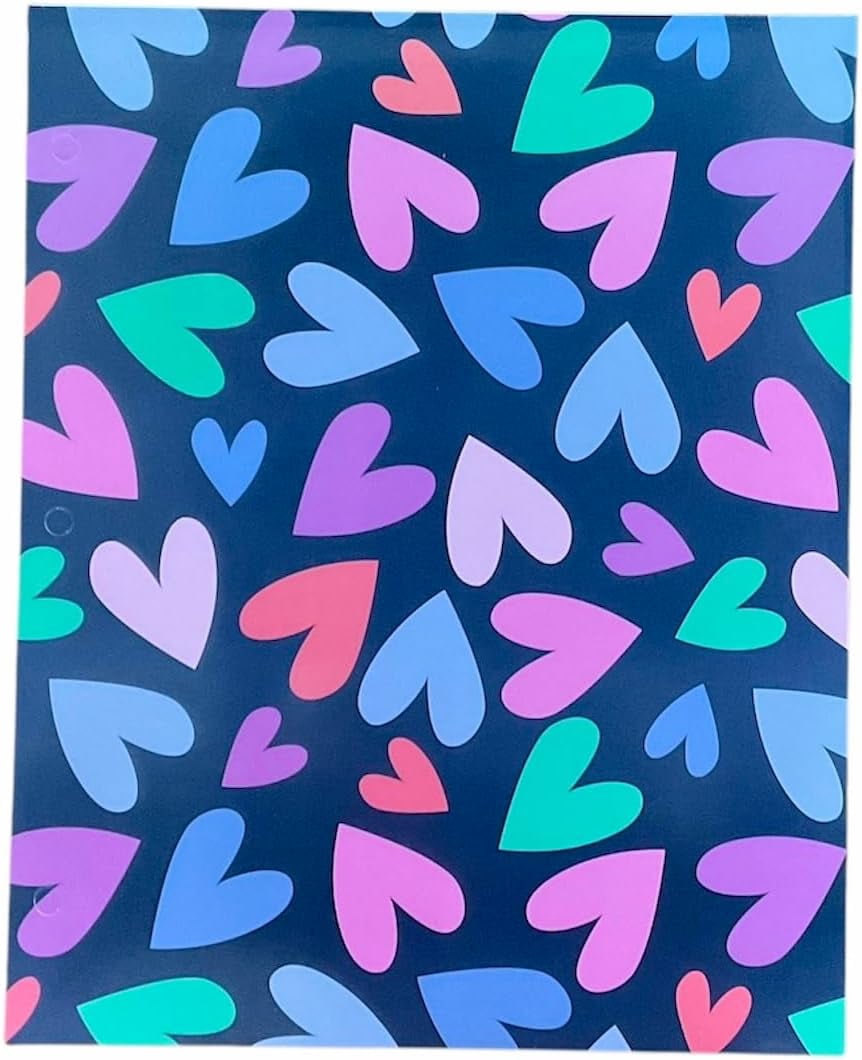Back to School 2 Pocket Folders Hearts, Flowers, Cherries, Rainbows  Set of 4  Elementary Grade School