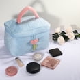 thumbnail image 5 of 1Pc Corduroy Makeup Bag Large Cosmetic Bag Aesthetic Cute Tulip Flower Pattern Makeup Bag Blue, 5 of 7
