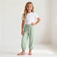 thumbnail image 6 of hengsof Girls Fashion Solid Color Casual Jogger Pants Summer Lightweight Drawstring Pocket Sweatpants for Kids 12 Months-11 Years, 6 of 8