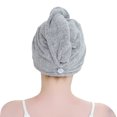 thumbnail image 3 of Paquete de 3 toallas para el cabello, tela de bambú, toallas de ducha suaves para mujer, gorro de secado envolvente con turbante de pelo rizado, 3 of 5