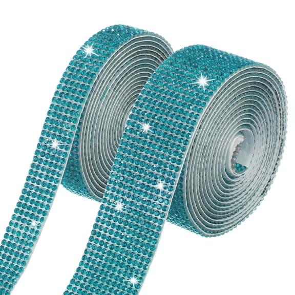 Uxcell 2-Roll Crystal Rhinestone Ribbon,0.5/1.1 Inch x 2 Yards for DIY Necklace[Blue]