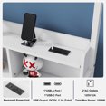 thumbnail image 4 of Full Size House-Shaped Canopy Bed with Roof, Wood Kid's Floor Bed Frame with Storage Shelves, LED Lights & Charging Station, 4 of 10