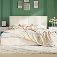 thumbnail image 3 of Amolife King Size Lift Up Storage Bed Frame, Velvet Upholstered Platform Bed with Adjustable Headboard, No Box Spring Needed, Cream White, 3 of 12