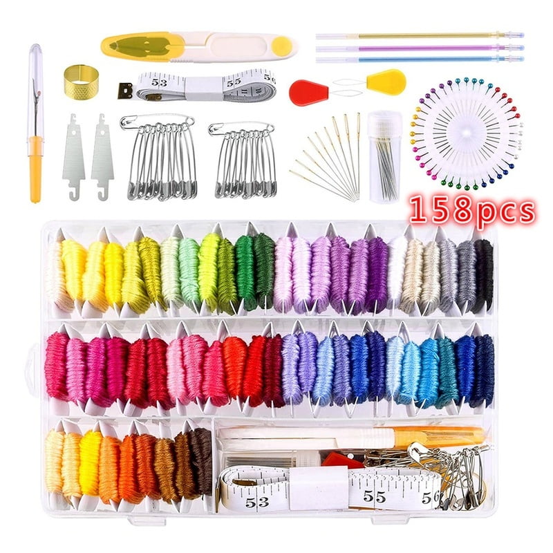 158 pcs embroidery floss with organizer storage box 57 color