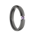 thumbnail image 3 of Amethyst 4mm Black Zirconium Tension Set Ring, 3 of 3
