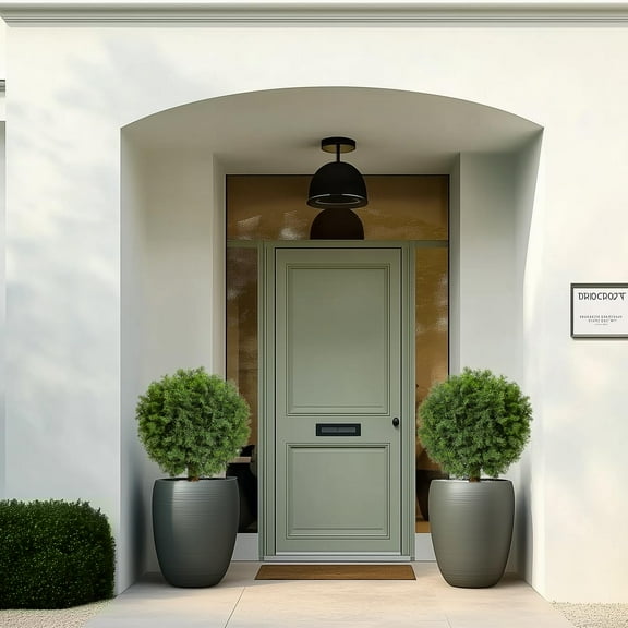 Artificial Topiary Cedar Ball Tree 2pcs，17 in UV Resistant Fake Potted Plants In Black Nursery Pot,Artificial Trees for Porch Home Decor Housewarming