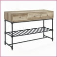 thumbnail image 6 of Oak & Sandy Gray Industrial Coffee Table for Living Room, KD Design with Drawer & Shelf Storage, 6 of 7