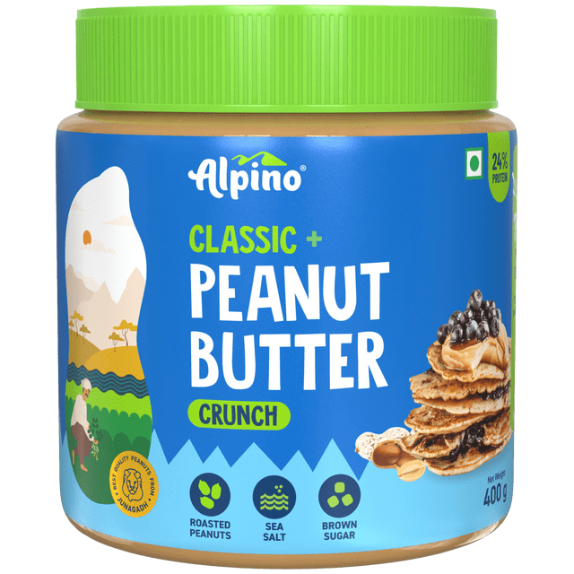 Alpino Classic Peanut Butter Crunch 400 G | 24 G Protein | High Protein Peanut Butter Crunchy | Gluten-Free | Vegan