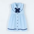 thumbnail image 4 of LOOK! Auroural Children's Solid Color Lapel Sleeveless Bow Dress Girls' Summer College Style Casual And Comfortable Dress（2-8Y）, 4 of 7