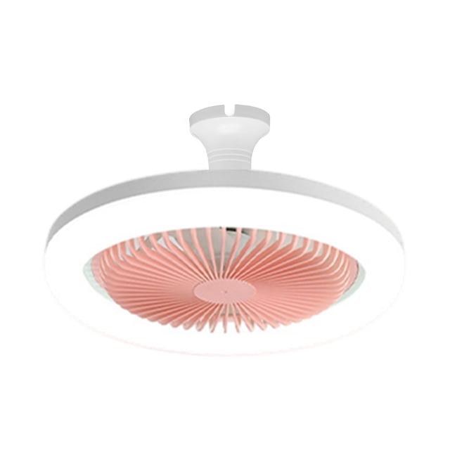 Pink 10.2 Inch Ceiling Fan With Light Enclosed Low Profile Flush Mount E27 Lamp Included Dimmable Led Quiet Motor For Home Bedroom