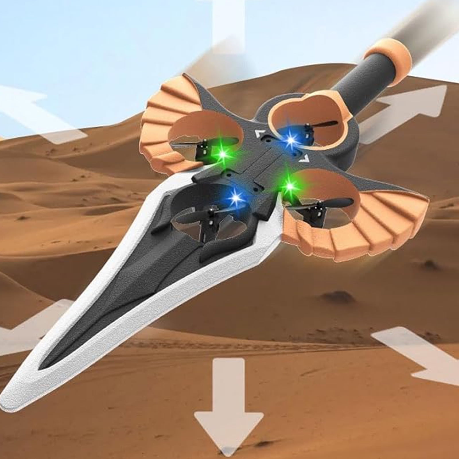 Attack New Model Remote Control Flying Sword Drone, 360° Flip Effect With Lighting Flexible Gesture Control, Suitable For Beginners And S Easy To Use Perfect For Indoor-Gold