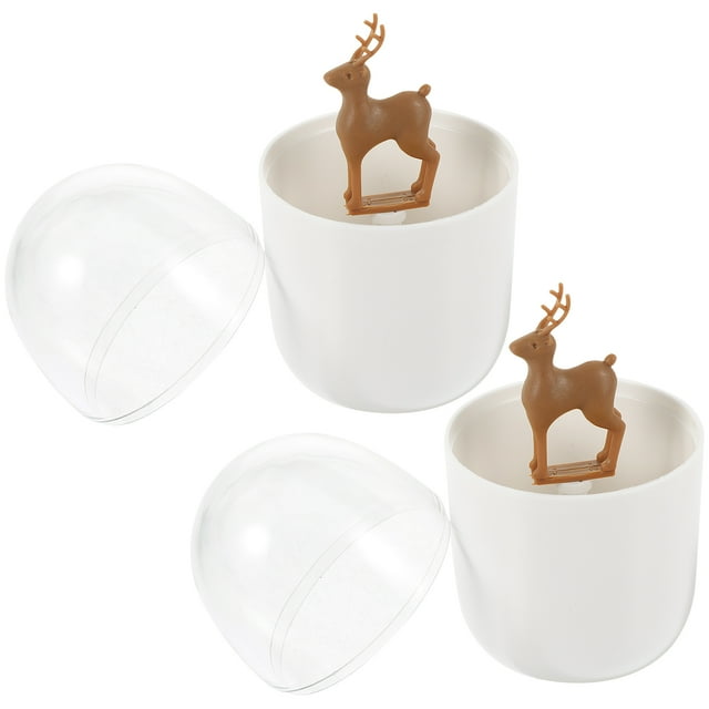 IFANLANDOR 2Pcs Cartoon Style Plastic Cotton Swab Holder for Home Use Lovers Multi 4.3x2.4in