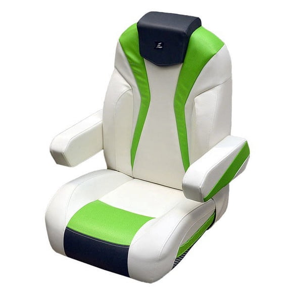 Larson Boat Captains Helm Seat 8307-1428 | LXI Reclining White Gray Green