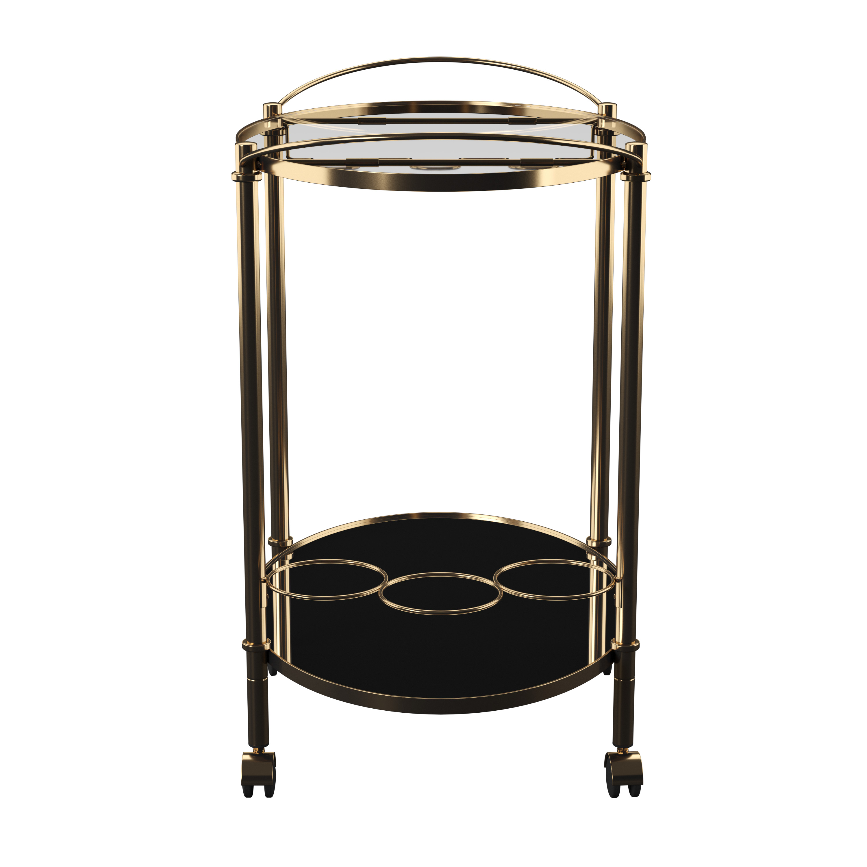Furniture of America Acquer Contemporary 2-Shelf Serving Cart, Champagne