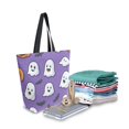 thumbnail image 2 of FORMRS Womens Canvas Tote Bag with Zipper Inner Pocket Shoulder Handbag, Halloween Ghosts Purple, 2 of 7
