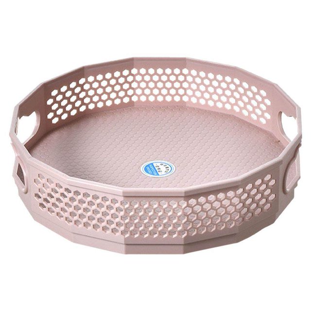 Maoww Anti-Skid Turntable Spice Rack Bathroom Storage Tray Organizer Container Pink L
