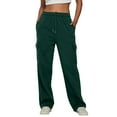thumbnail image 4 of WTXUE Sweatpants, Womens Trousers Ladies' Solid Drawstring Elastic Waist Pocket Pants Slacks, Pantalones De Mujer, 4-Green, 4 of 6