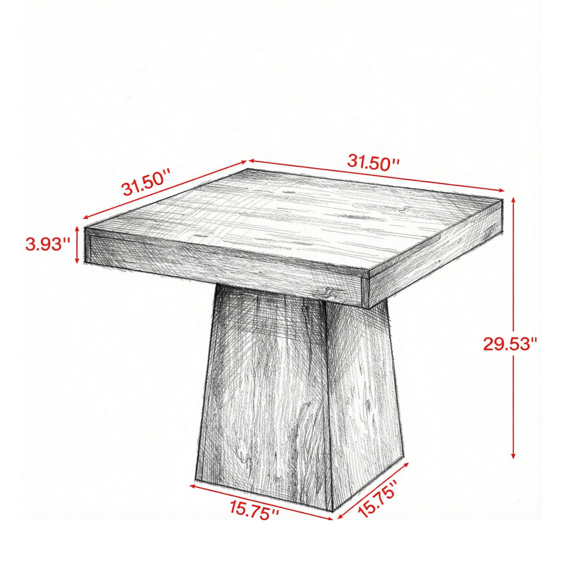 Small Farmhouse Square Dining Table, 31.5 Inch Kitchen Dinner Table Seats 4