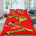 thumbnail image 2 of Hong Kong Phooey Conjunto de sábanas temático, trío de piezas, cómodo y amigable con la piel, diseño único, regalo de decoración para el hogar para familiares, amigos y fans,173cm *218cm, 2 of 6