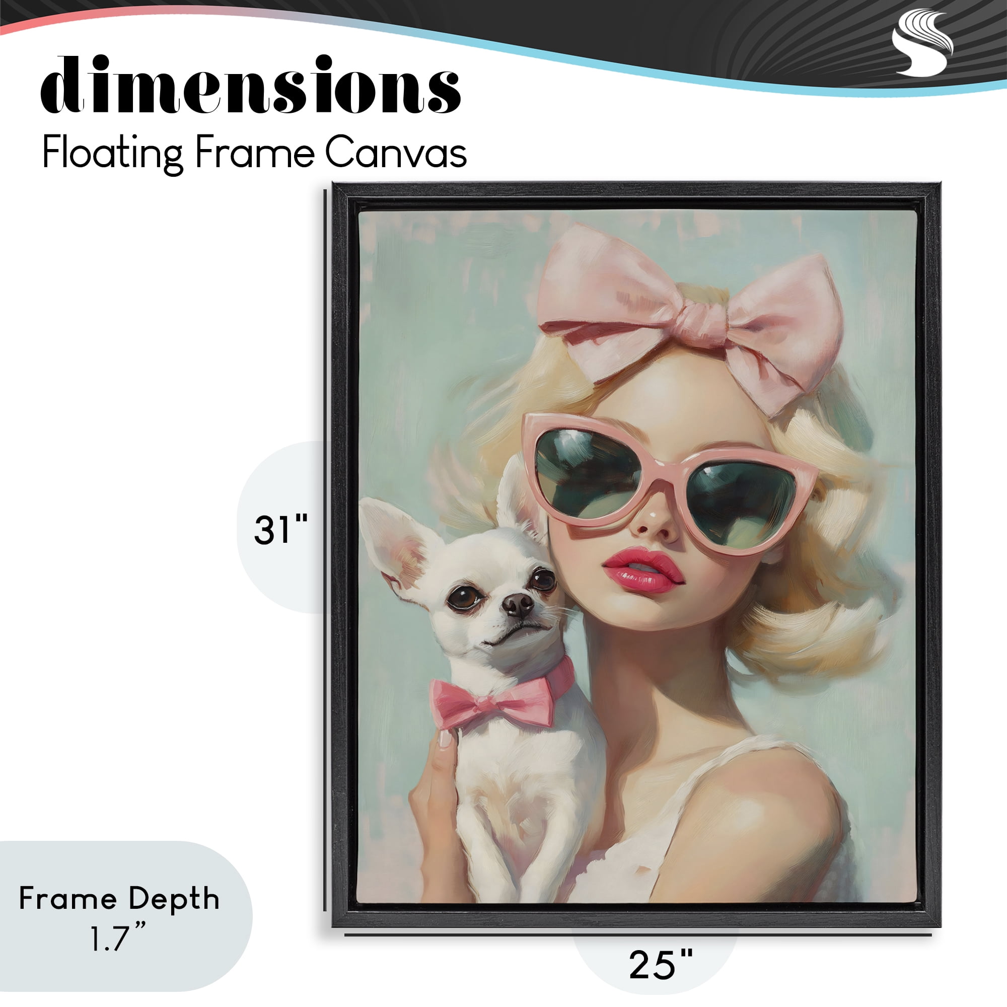Stupell Industries Girl with Chihuahua Black Framed Floater Canvas Wall Art, design by The Prints Vibe