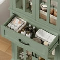 thumbnail image 6 of Homfa 71" Tall Bathroom Cabinet with Glass Doors, Freestanding Linen Cabinet with Drawer & Adjustable Shelves, Green, 6 of 7