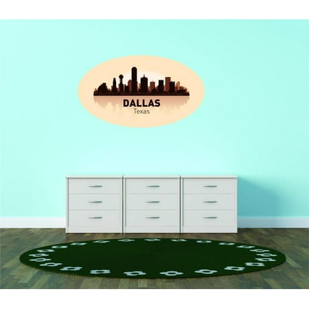 Custom City Wall Map - Custom Wall Decal Dallas Texas United States Major City Geographical Map Landmark - Vinyl Wall - 27x40