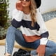 thumbnail image 5 of Puntoco-suéter a la moda para mujer, suéter de cuello redondo largo y cómodo con bloques de Color, top, liquidación navideña Puntoco Puntoco-513, 5 of 5