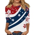 thumbnail image 2 of JOANKDMI 4th of July Shirts for Women 3/4 Sleeve American Flag Crewneck Loose Fit Tops Memorial Day Patriotic Festival Holiday Anniversary Wear, 2 of 5