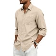 thumbnail image 5 of Satingcolo Mens Shirts Long Sleeve Casual Button Down Shirt Untucked Business Dress Shirts For Fall Fashion,Khaki L, 5 of 9