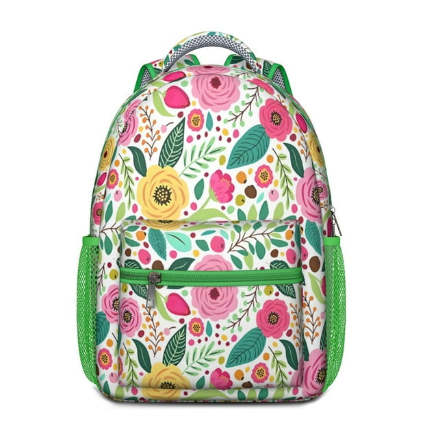 Artistic Botanical Student Backpack - Durable Bookbag with Padded Straps