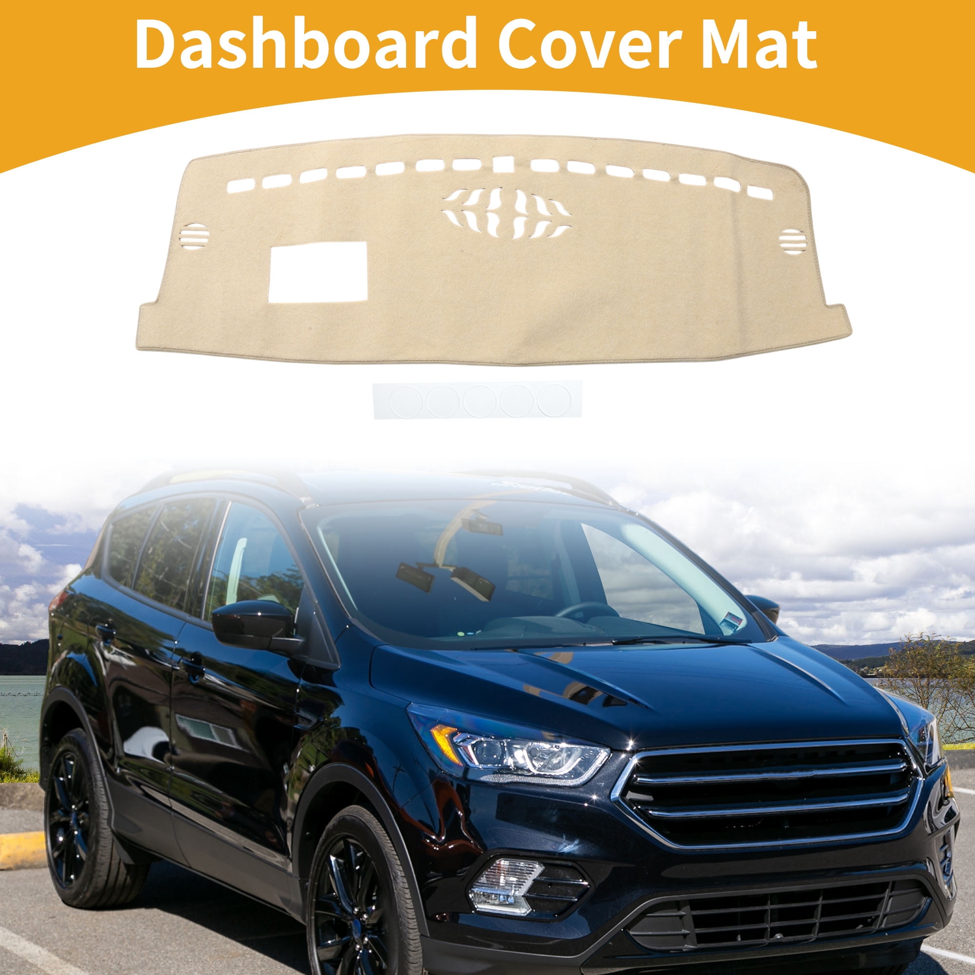 Unique Bargains Dashboard Cover Anti-Slip Dash Cover Mat Carpet for Ford ESCAPE 2020-2025 Hud Polyester Beige