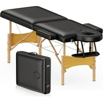 Brelley Massage Table Portable Wooden Lash Bed 24" Wide Adjustable Height 2-Fold Spa Table Foldable Tattoo Bed
