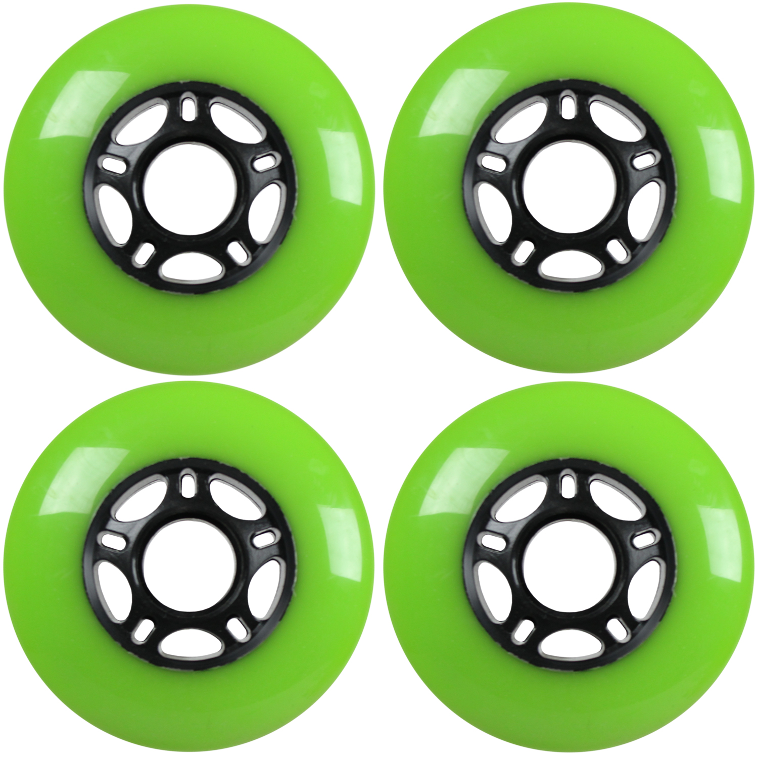 Inline Skate Replacement Wheels 80mm 83A Black/Green 4 Pack