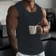thumbnail image 1 of pstuiky Camisetas sin mangas para hombre, Camiseta deportiva informal ajustada a rayas de color liso con cuello redondo y sin mangas para hombre Chaleco de hombre xl, 1 of 3