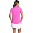 thumbnail image 2 of IBKUL Women's Short Sleeve Zip Mock Neck Shirt, Color: Hot Pink, Size: 2XL, 2 of 4