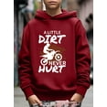 thumbnail image 3 of A LITTLE DIRT NEVER HURT Print Boy's Long Sleeve Pullover Tops Motorcycle Graphics Hoodie Comfy Casual Spring Fall Clothes, 3 of 8