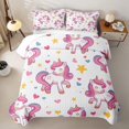 thumbnail image 2 of Manfei Lovely Unicorn Twin Quilt Set,Playful Stars Heart Twin Coverlet Set,Pink White Multicolor,2pcs, 2 of 7