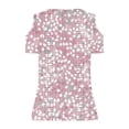 thumbnail image 4 of Xdegoge Tees for Women V Neck Cold Shoulder Tropical Leaf Floral Regular Fit Tops O Ring Short Sleeve Blouses Summer Beach Vacation Outfits, 4 of 5