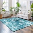 thumbnail image 3 of Area Rugs 4'x6'. Teal Coastal Carpet Runner Indoor Outdoor Rugs Home Decor Aesthetic, Summer Ocean Sea Waves Starfish Corals Non Slip Mats Washable Accent Rug for Living Room Bedroom, 3 of 8